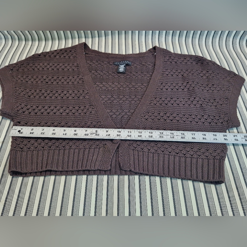 Apostrophe Brown Knit Short Sleeve Cropped Cardigan XL - Picture 8 of 10